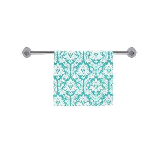damask pattern turquoise and white Custom Towel 16"x28"