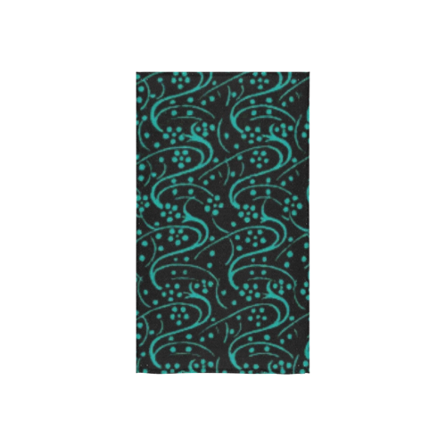 Vintage Swirl Floral Teal Turquoise Black Custom Towel 16"x28"