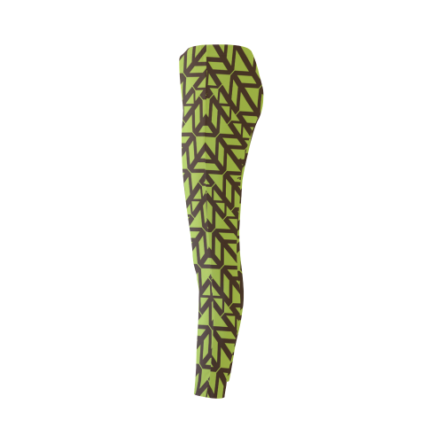 green geometric pattern Cassandra Women's Leggings (Model L01)