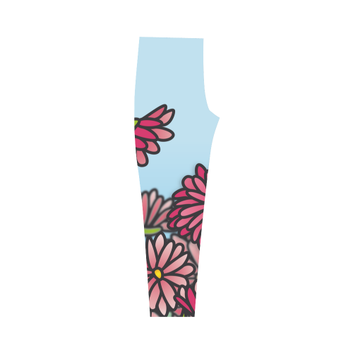 chrysantenum flower field pink floral Capri Legging (Model L02)