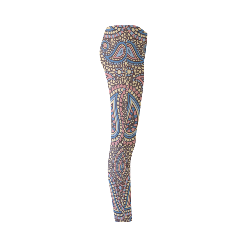 yellow blue pink paisley mosaic pattern Cassandra Women's Leggings (Model L01)