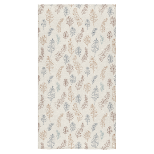 natural brown blue whimsical feather leaves patter Bath Towel 30"x56"