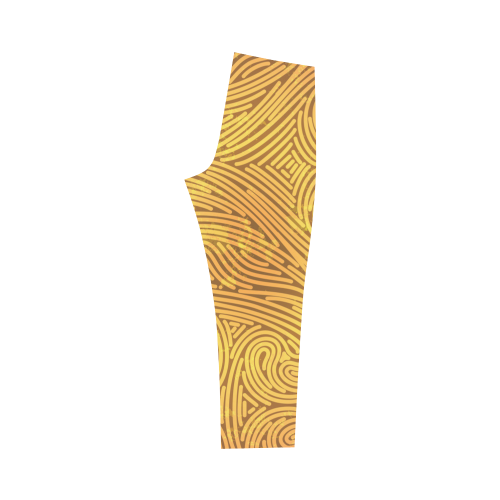 gold leaf abstract pattern Capri Legging (Model L02)