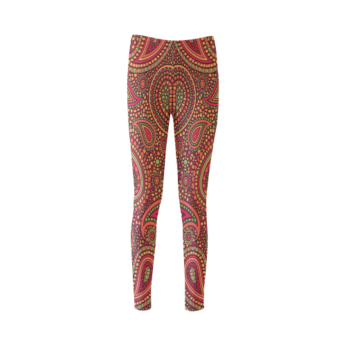 red paisley mosaic pattern Cassandra Women's Leggings (Model L01)