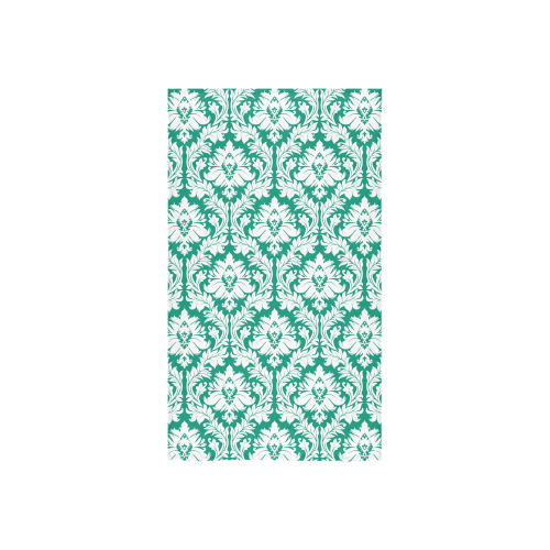 damask pattern emerald green and white Custom Towel 16"x28"