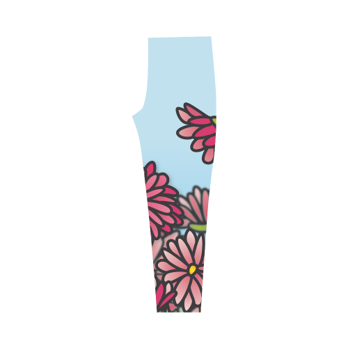 chrysantenum flower field pink floral Capri Legging (Model L02)