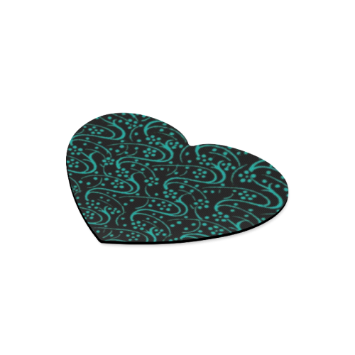 Vintage Swirl Floral Teal Turquoise Black Heart-shaped Mousepad