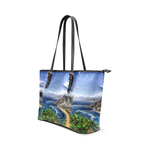 Travel-painted Tenerife Leather Tote Bag/Small (Model 1640)
