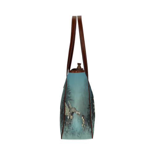 Cute fairy with steam dragon Classic Tote Bag (Model 1644)