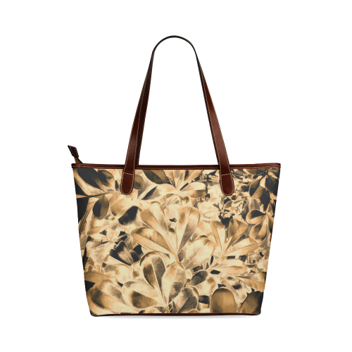 Foliage #2 Gold - Jera Nour Shoulder Tote Bag (Model 1646)