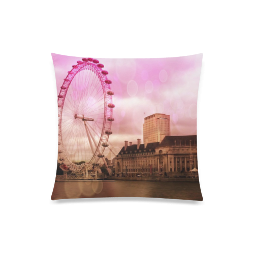 Travel-London, pink Custom Zippered Pillow Case 20"x20"(One Side)