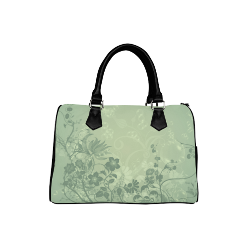 Wonderful flowers in soft green Boston Handbag (Model 1621)