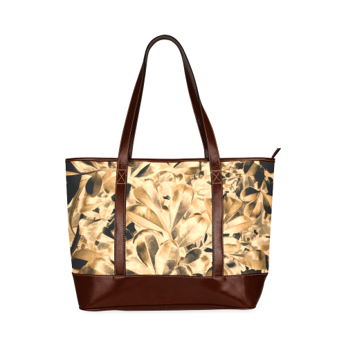 Foliage #2 Gold - Jera Nour Tote Handbag (Model 1642)