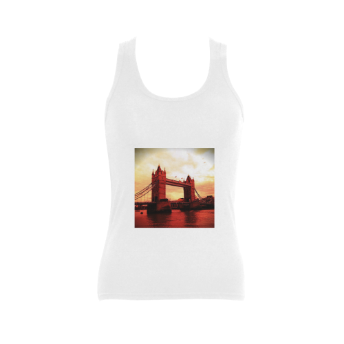 Travel-London Tower Bridge Women's Shoulder-Free Tank Top (Model T35)