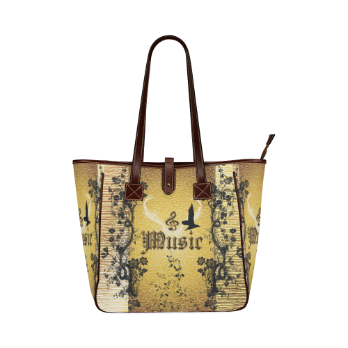 Music, clef with flowers Classic Tote Bag (Model 1644)