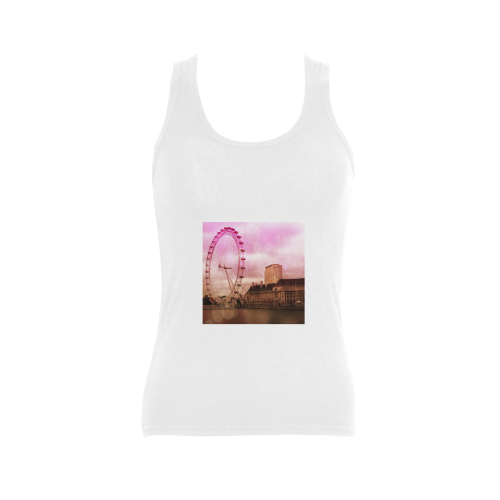 Travel-London, pink Women's Shoulder-Free Tank Top (Model T35)