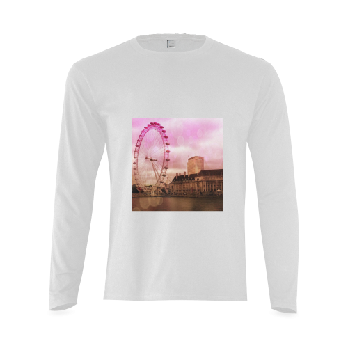 Travel-London, pink Sunny Men's T-shirt (long-sleeve) (Model T08)