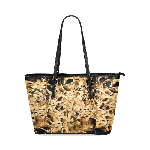 Foliage #2 Gold - Jera Nour Leather Tote Bag/Small (Model 1640)