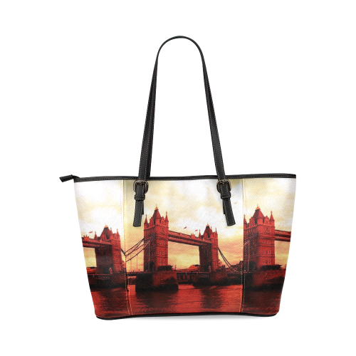 Travel-London Tower Bridge Leather Tote Bag/Small (Model 1640)