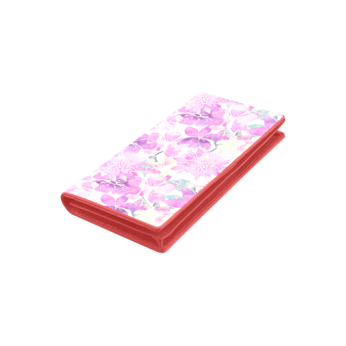 Watercolor Flower Pattern Women's Leather Wallet (Model 1611)