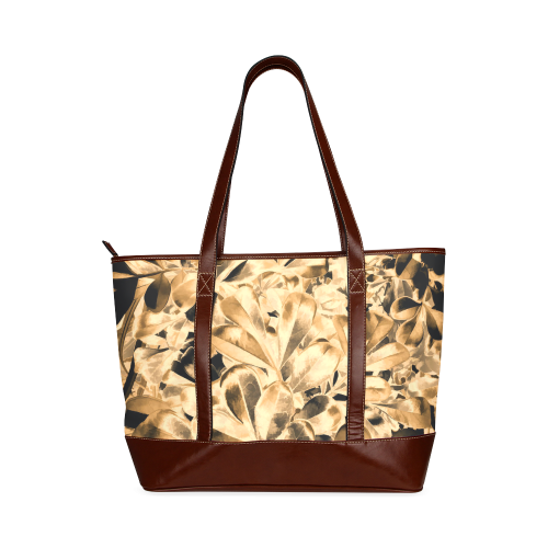 Foliage #2 Gold - Jera Nour Tote Handbag (Model 1642)