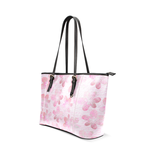 Watercolor Flower Pattern Leather Tote Bag/Small (Model 1640)