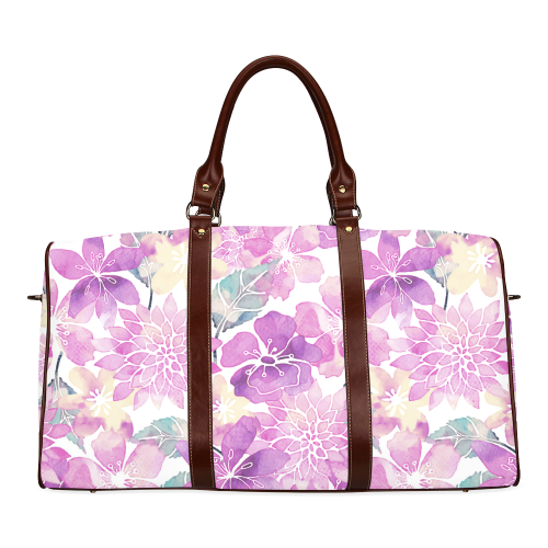 Watercolor Flower Pattern Waterproof Travel Bag/Small (Model 1639)