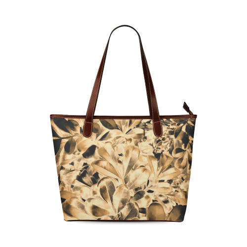 Foliage #2 Gold - Jera Nour Shoulder Tote Bag (Model 1646)