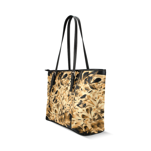 Foliage #2 Gold - Jera Nour Leather Tote Bag/Small (Model 1640)