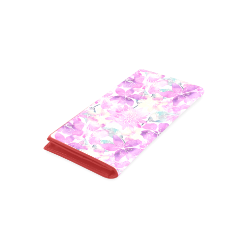 Watercolor Flower Pattern Women's Leather Wallet (Model 1611)