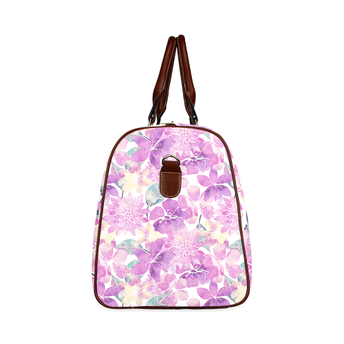 Watercolor Flower Pattern Waterproof Travel Bag/Small (Model 1639)