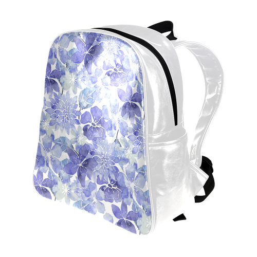 Watercolor Flower Pattern Multi-Pockets Backpack (Model 1636)