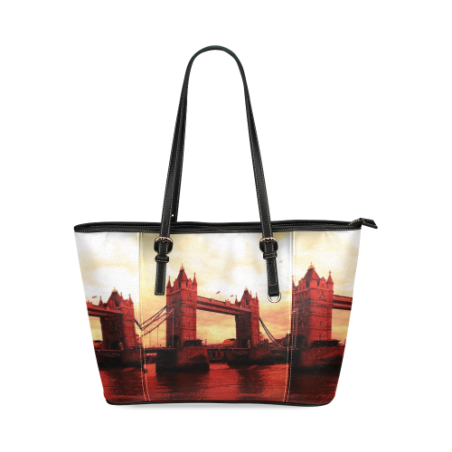 Travel-London Tower Bridge Leather Tote Bag/Small (Model 1640)