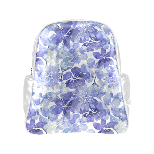 Watercolor Flower Pattern Multi-Pockets Backpack (Model 1636)