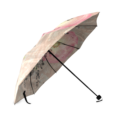 Music, pan flute with flowers Foldable Umbrella (Model U01)