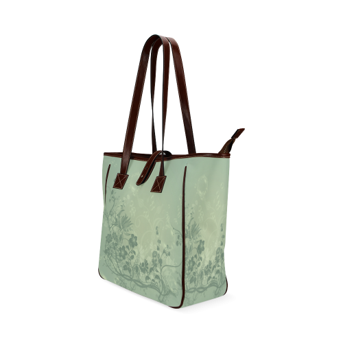 Wonderful flowers in soft green Classic Tote Bag (Model 1644)