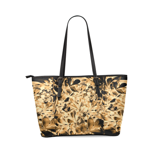 Foliage #2 Gold - Jera Nour Leather Tote Bag/Small (Model 1640)