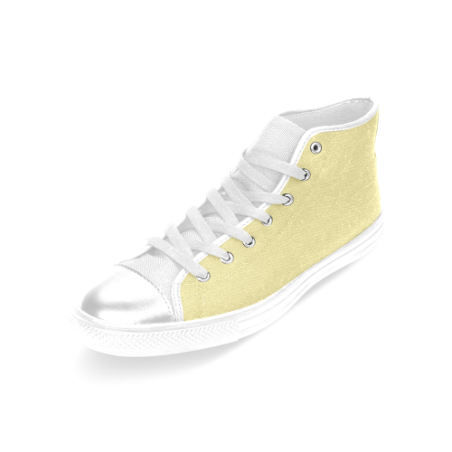 Custard Color Accent Women's Classic High Top Canvas Shoes (Model 017)