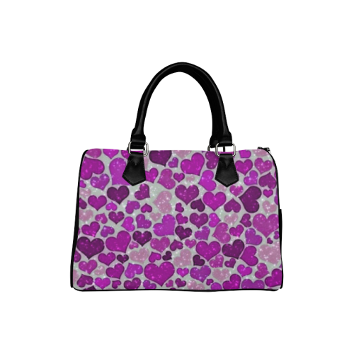 sparkling hearts purple Boston Handbag (Model 1621)