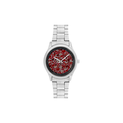 sparkling hearts, red Men's Stainless Steel Watch(Model 104)