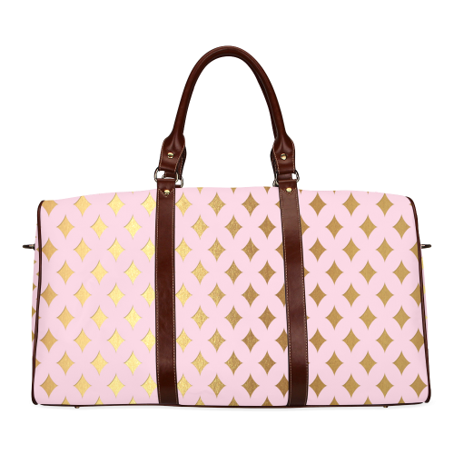 Gold foil pattern on pink Waterproof Travel Bag/Small (Model 1639)