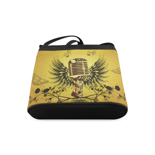 Music, microphone with wings Crossbody Bags (Model 1613)