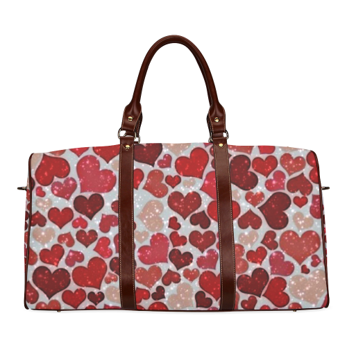 sparkling hearts, red Waterproof Travel Bag/Small (Model 1639)