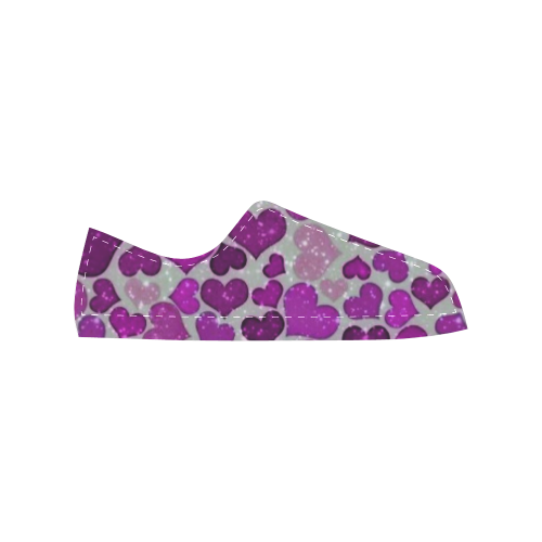 sparkling hearts purple Women's Classic Canvas Shoes (Model 018)
