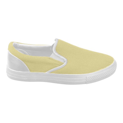 Custard Color Accent Women's Slip-on Canvas Shoes (Model 019)
