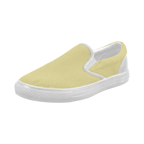 Custard Color Accent Women's Slip-on Canvas Shoes (Model 019)