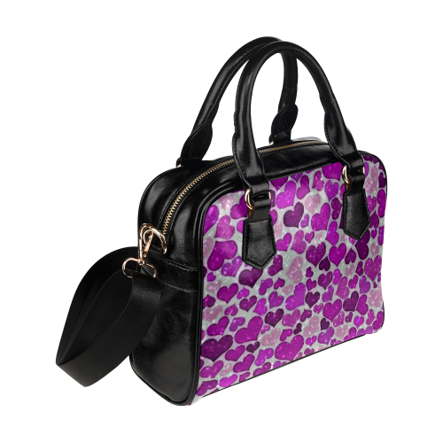 sparkling hearts purple Shoulder Handbag (Model 1634)