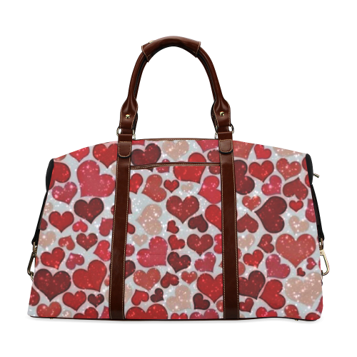 sparkling hearts, red Classic Travel Bag (Model 1643)