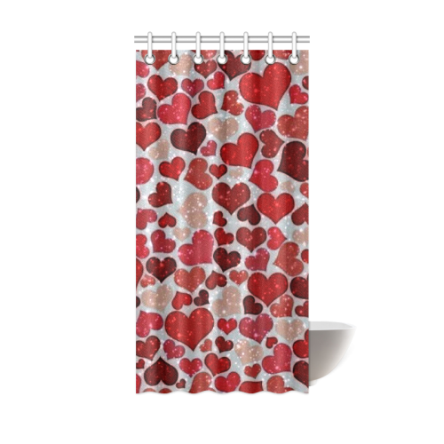 sparkling hearts, red Shower Curtain 36"x72"