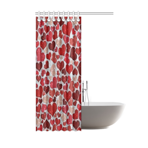 sparkling hearts, red Shower Curtain 48"x72"